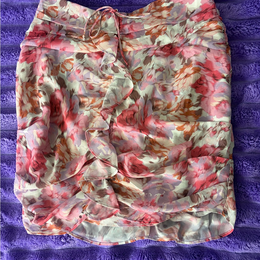 For Love And Lemons Annabelle Floral Ruffle Mini Skirt